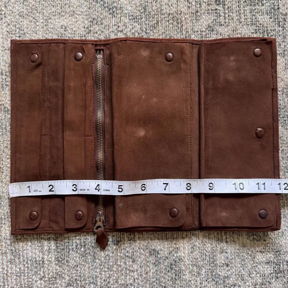 Mark Cross England Vintage Suede Jewelry Roll Travel Organizer Pouch Brown - Picture 12 of 12